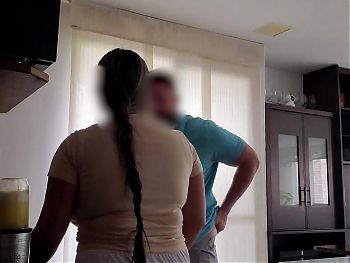 Maid with Huge natural breast lets her boss play 